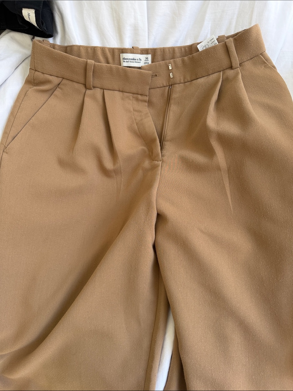 Abercrombie & Fitch Camel Pleat-Front Women's Trousers
